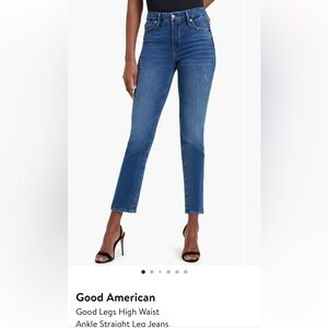 Good American Good Legs Medium Blue Straight Leg Jeans